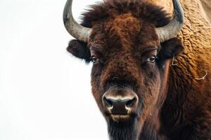 An image of a bison with horns photo