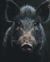A close up of a pig with big ears photo