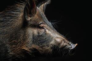 A close up of a wild boar's head photo