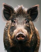A close up of a pig with big ears photo