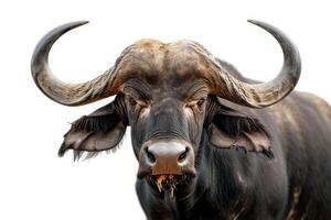 A large bull with horns on a white background photo