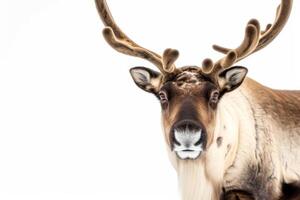 A reindeer with big horns on a white background photo