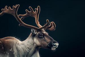 A reindeer with large horns on its head photo