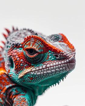A close up of a lizard with bright colors photo