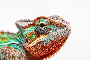A close up of a lizard with colorful eyes photo