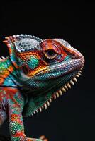 A colorful lizard with a black background photo
