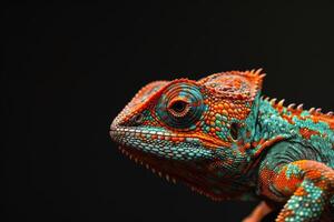 A chameleon lizard with bright colors photo