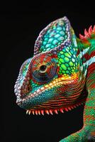 A colorful chameleon is on display photo