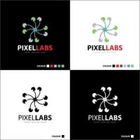 pixel labs molecule modern pixel sign logo set template design vector