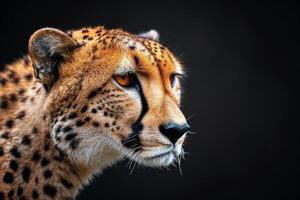 Cheetah portrait on black background photo