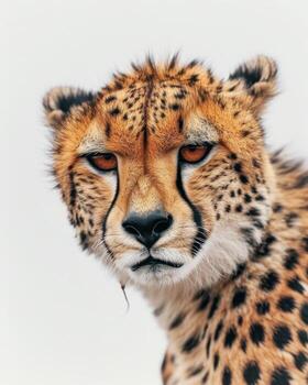 A close up of a cheetah's face photo