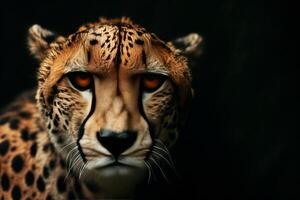 A close up of a cheetah's face photo