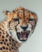 Cheetah angry face with open mouth photo