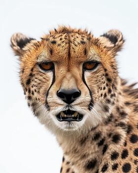 A close up of a cheetah's face photo