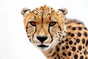 A close up of a cheetah's face photo