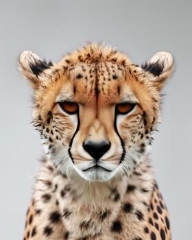 A close up of a cheetah's face photo
