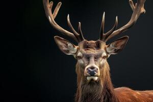 A close up of a deer with big antlers photo