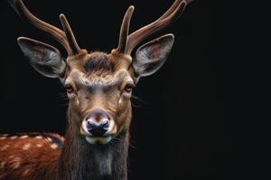 A close up of a deer with big horns photo
