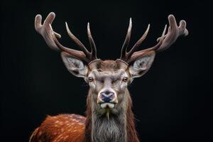 A close up of a deer with big antlers photo