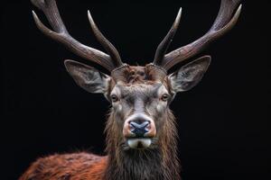 A close up of a deer with big horns photo