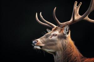 A close up of a deer with big horns photo