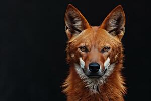 A red fox with big eyes looking at the camera photo