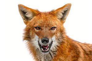 A red fox with its mouth open photo