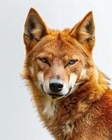A close up of a red wolf looking at the camera photo