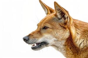 A close up of a dog with its mouth open photo