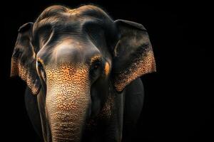 A close up of an elephant's face photo