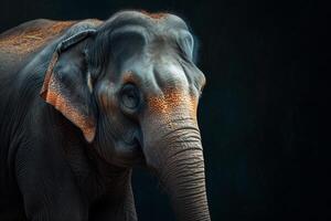 An elephant with a long trunk and a small head photo