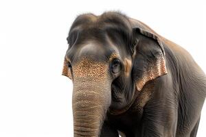 An elephant standing in front of a white background photo