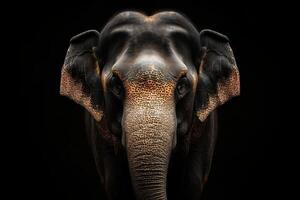 A close up of an elephant's face photo
