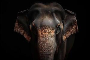 A close up of an elephant's face photo