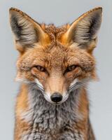 A close up of a red fox looking at the camera photo