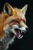 A close up of a red fox with its mouth open photo