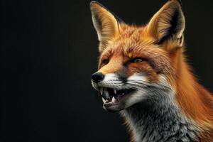 A close up of a red fox with its mouth open photo