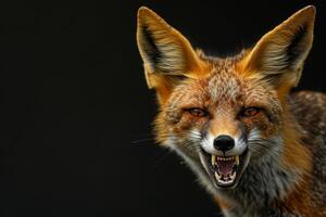 A close up of a red fox with its mouth open photo