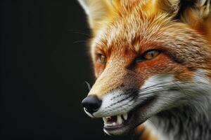 A close up of a red fox with its mouth open photo