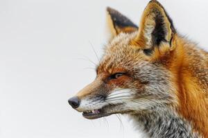 A close up of a red fox with its mouth open photo
