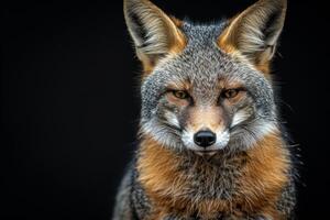 A close up of a gray fox looking at the camera photo