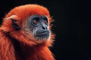 A red monkey with a black background photo
