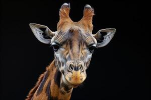 A giraffe with a black background photo