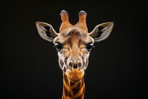 A giraffe with a black background photo