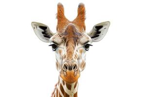 A giraffe with a long neck and a big head photo