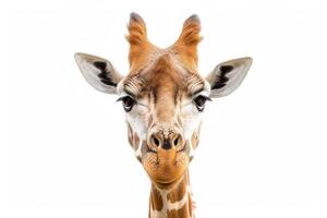 A giraffe with a white background photo