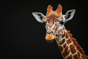 A giraffe with a black background photo
