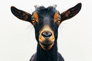 A goat with big eyes looking at the camera photo