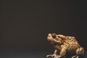 A toad is standing on a black surface photo