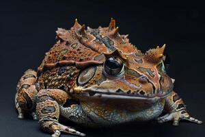 A frog with large spikes on its head photo